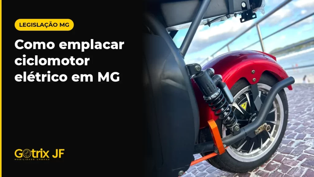 Ciclomotor elétrico Gotrix X11 vermelho estacionado em calçadão