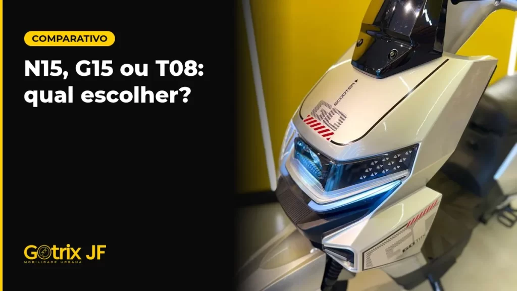 Frente da scooter elétrica Gotrix T08 prata com farol em LED e para-brisa