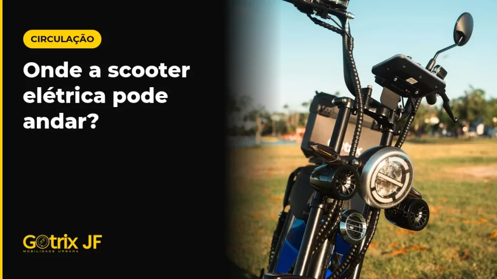 Scooter elétrica Gotrix X13 Plus azul estacionada em área gramada à beira de um lago