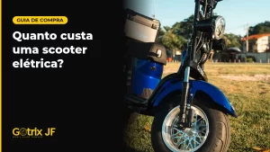 Scooter elétrica Gotrix X13 Plus azul com baú, ao ar livre